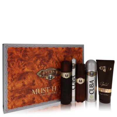 Cuba Gold by Fragluxe Gift Set — 3.3 oz Eau De Toilette Spray + 3.3 oz After Shave Spray + 6.7 oz Body Deodorant Spray + 6.7 oz Shower Gel + 1.17 oz EDT Spray (Men)